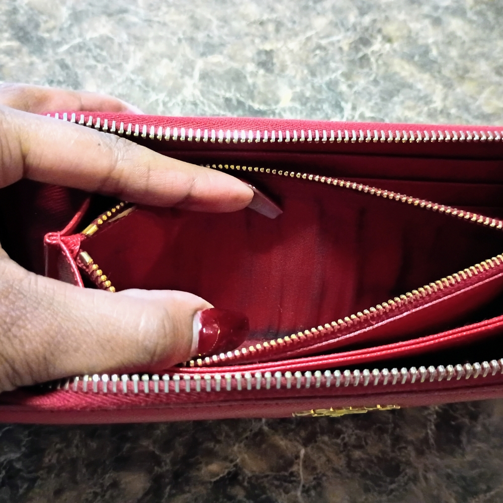 Prada Saffiano Leather Red Zip Long Wallet! EUC – The Ultimate Power Wallet! - Picture 8 of 9